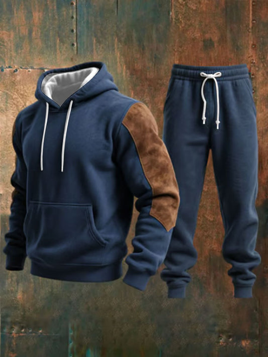 ✈️Free Shipping✈️Men's Retro Casual Color Block Hoodie Set
