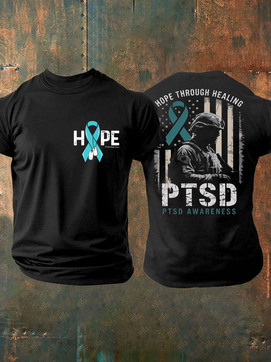 Men's PTSD Awareness Veteran Printed T-shirt