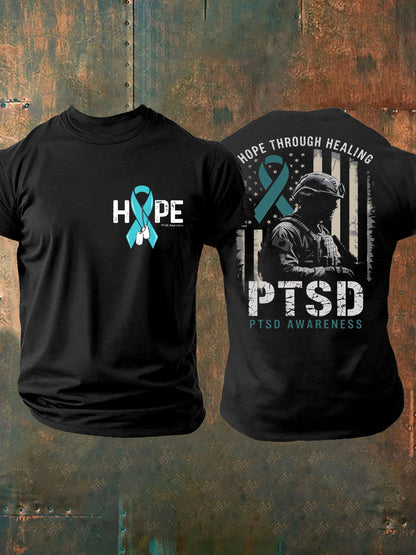 Men's PTSD Awareness Veteran Printed T-shirt