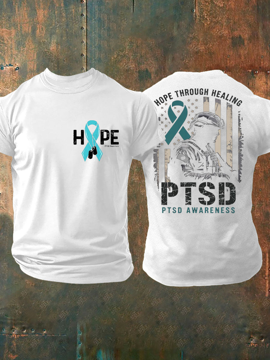 Men's PTSD Awareness Veteran Printed T-shirt