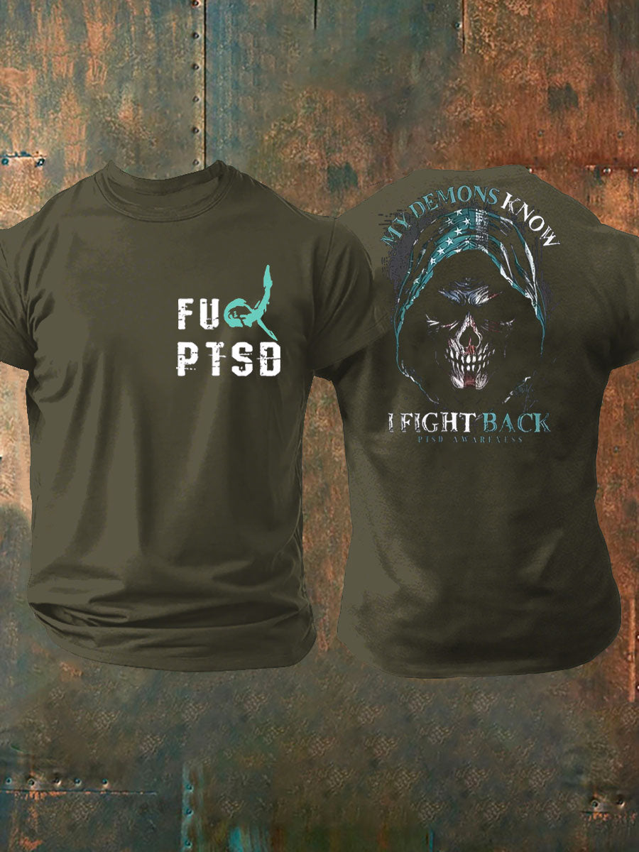 Men's PTSD Awareness Veteran Printed T-shirt