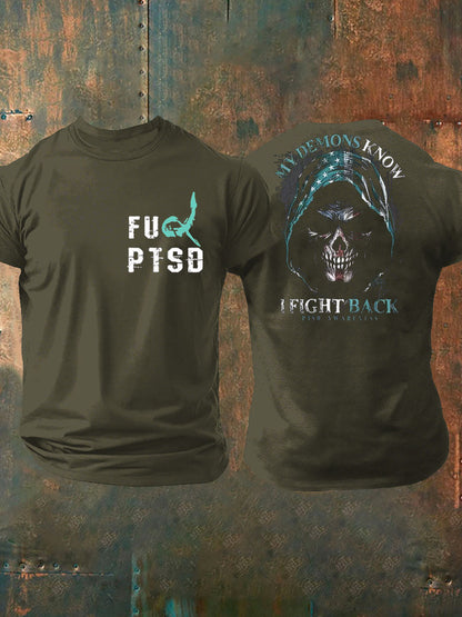 Men's PTSD Awareness Veteran Printed T-shirt