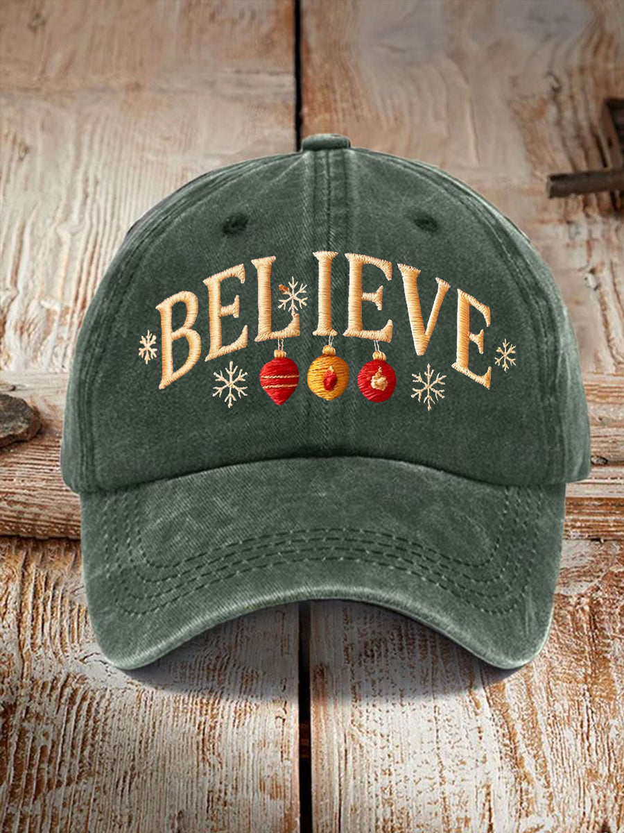 Unisex Believe Christmas Art Printed Hat