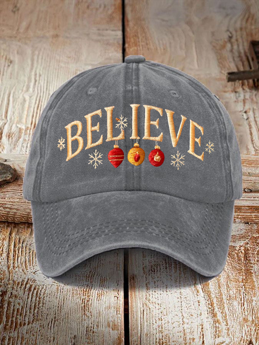 Unisex Believe Christmas Art Printed Hat