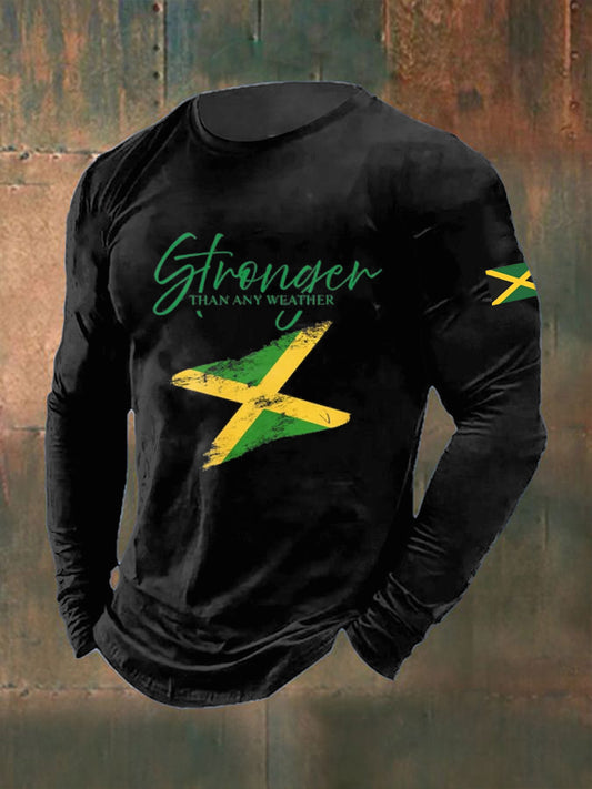 Men's Hurricane Melissa Printed Long Sleeved Round Neck T-shirt