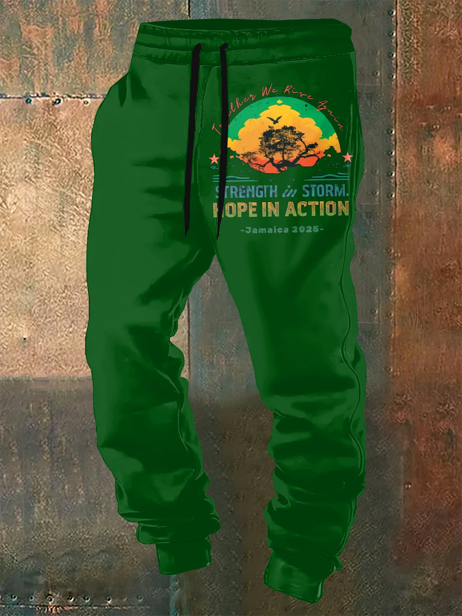 Men's Hurricane Melissa Printed Drawstring Sports Pants