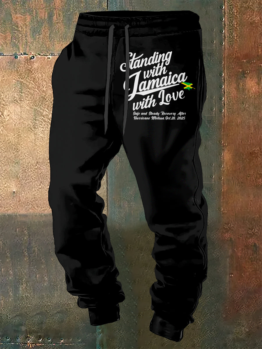 Men's Hurricane Melissa Printed Drawstring Sports Pants