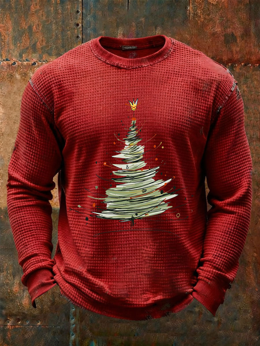 Men's Christmas FDT Waffle Print Casual T-Shirt