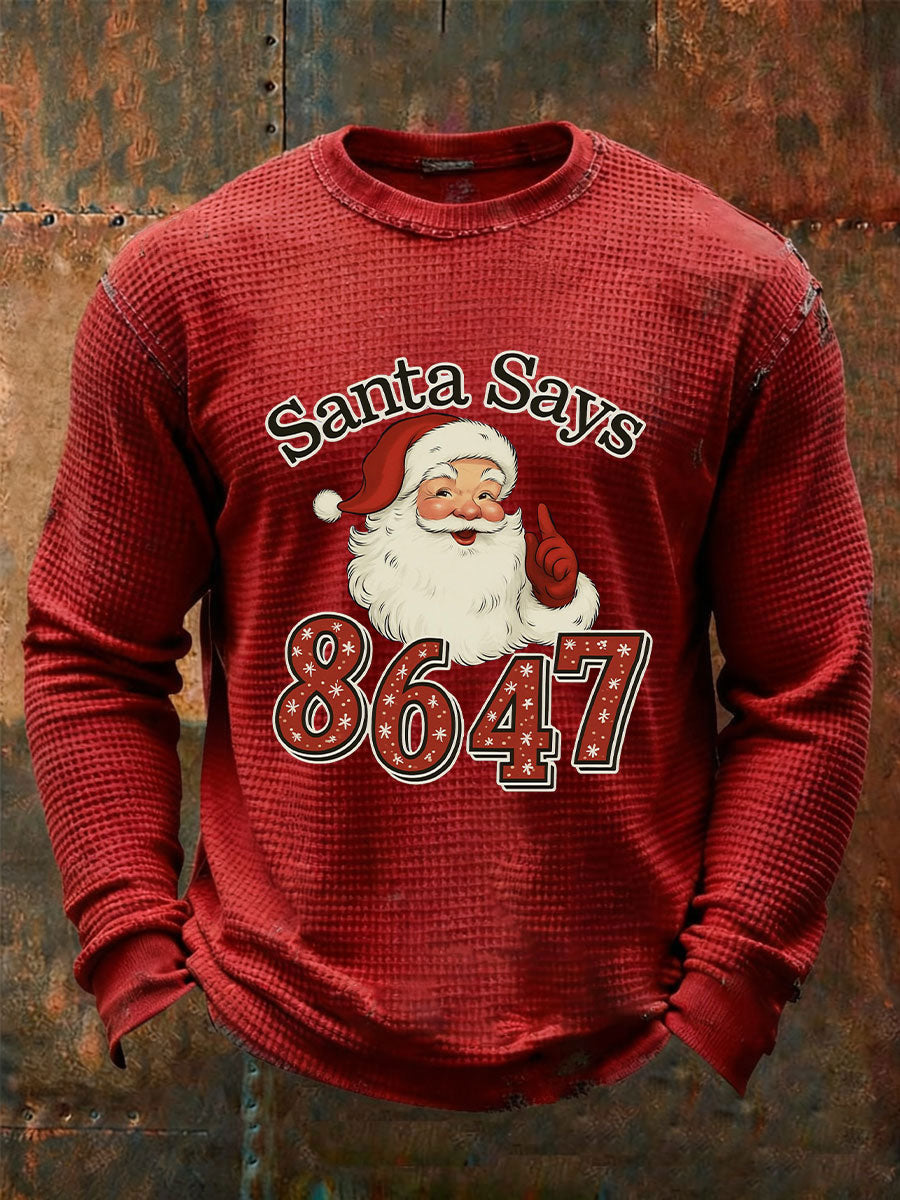 Men's Christmas FDT Waffle Print Casual T-Shirt