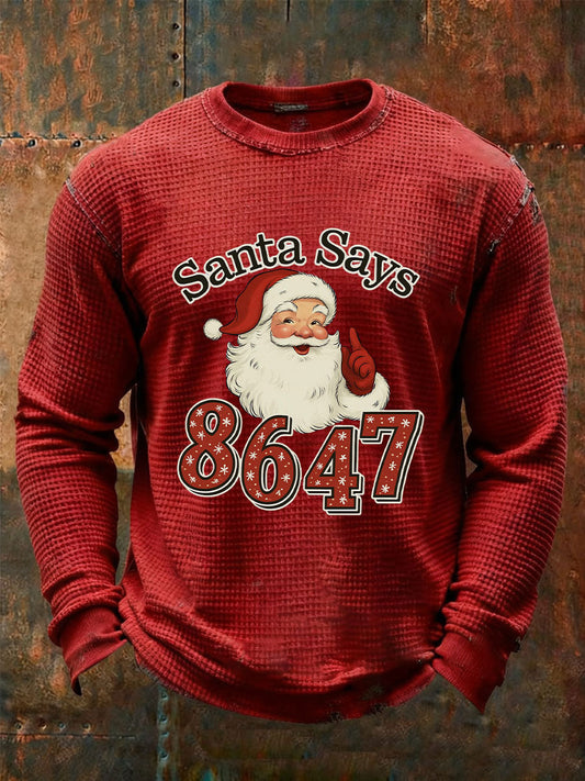 Men's Christmas FDT Waffle Print Casual T-Shirt