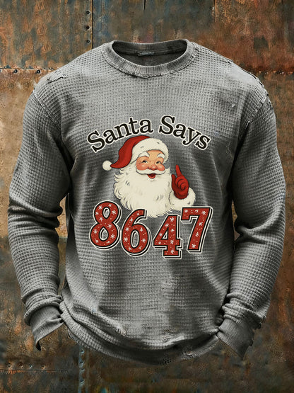 Men's Christmas FDT Waffle Print Casual T-Shirt