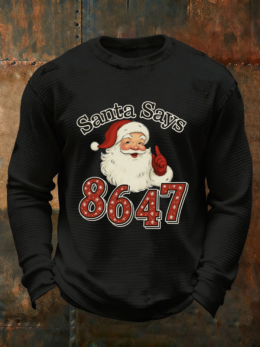 Men's Christmas FDT Waffle Print Casual T-Shirt