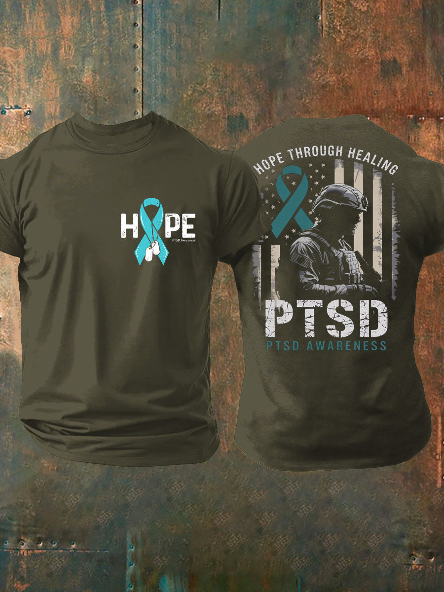 Men's PTSD Awareness Veteran Printed T-shirt