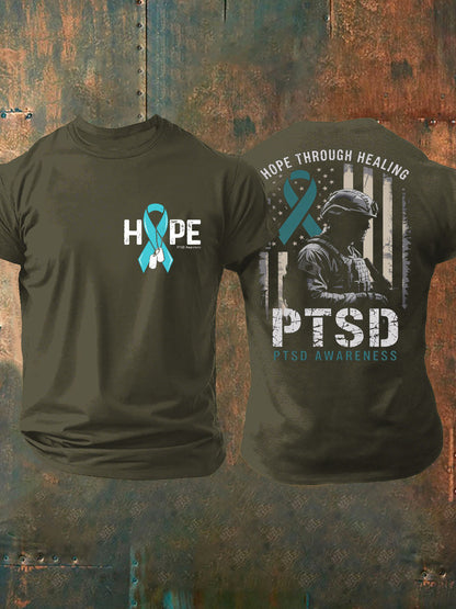 Men's PTSD Awareness Veteran Printed T-shirt