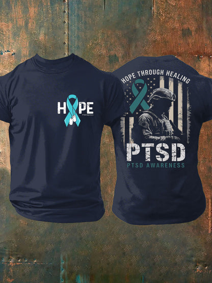 Men's PTSD Awareness Veteran Printed T-shirt
