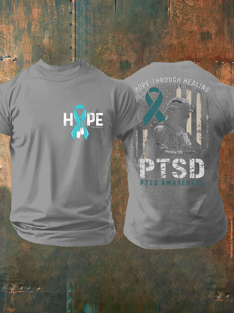 Men's PTSD Awareness Veteran Printed T-shirt