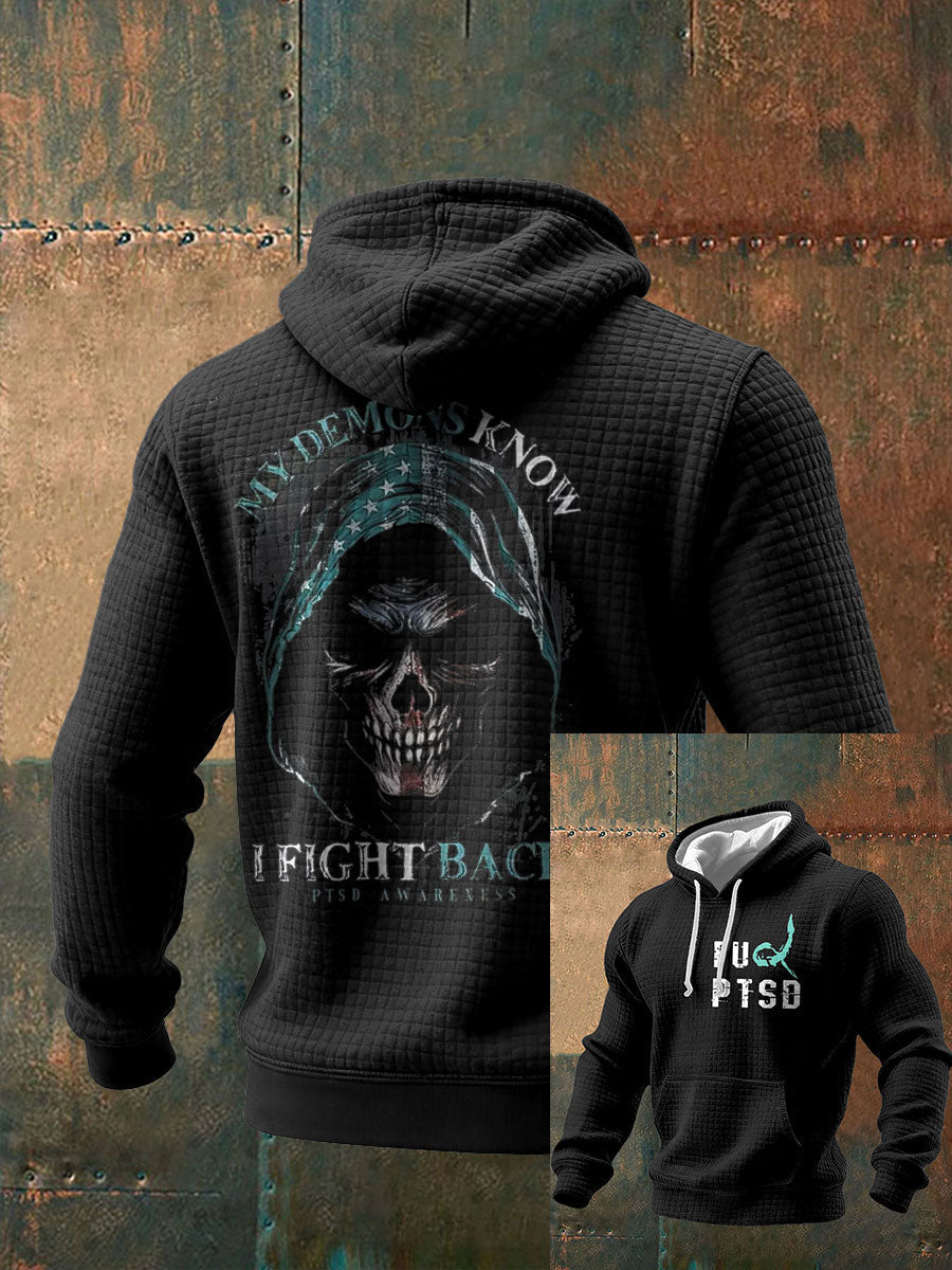 Men's Funny PTSD Awareness Veteran Printed Hoodie
