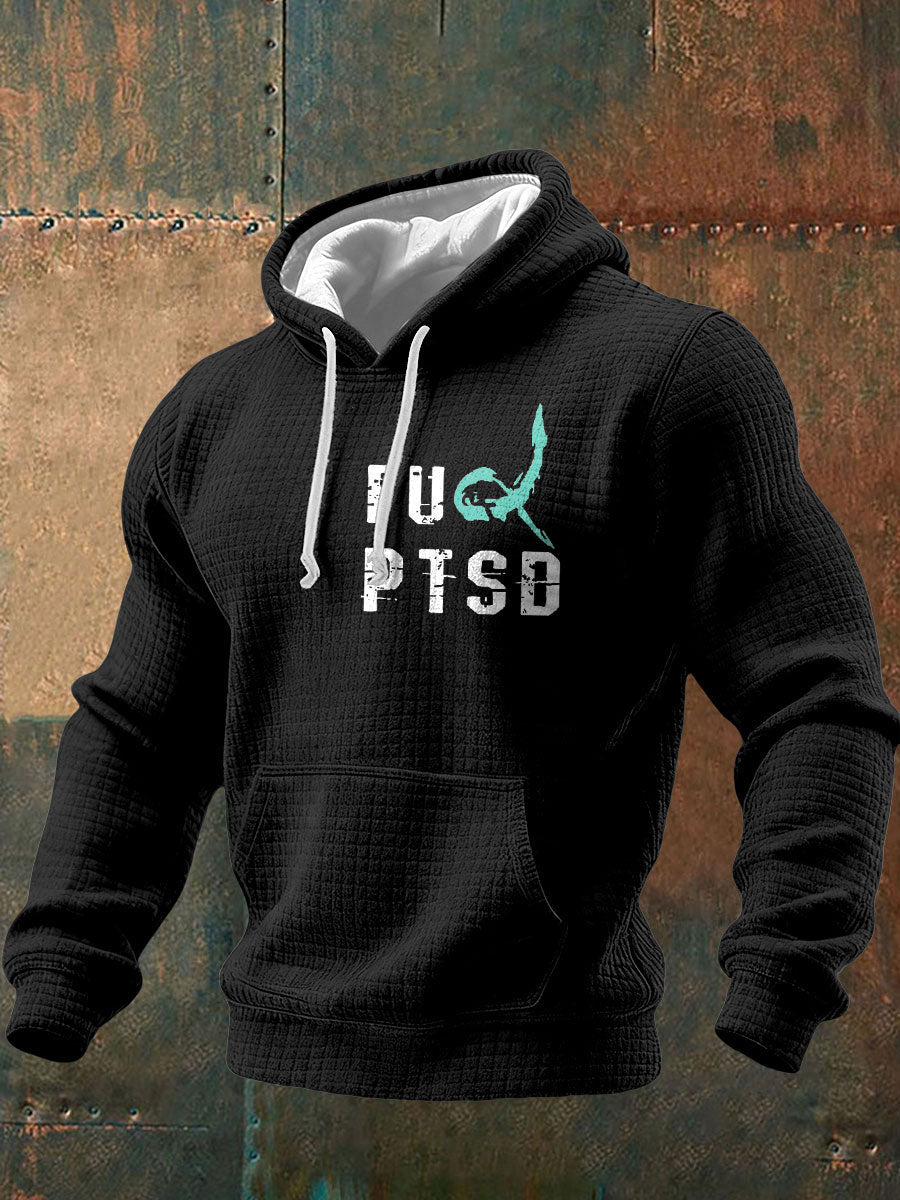 Men's Funny PTSD Awareness Veteran Printed Hoodie