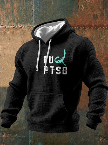 Men's Funny PTSD Awareness Veteran Printed Hoodie