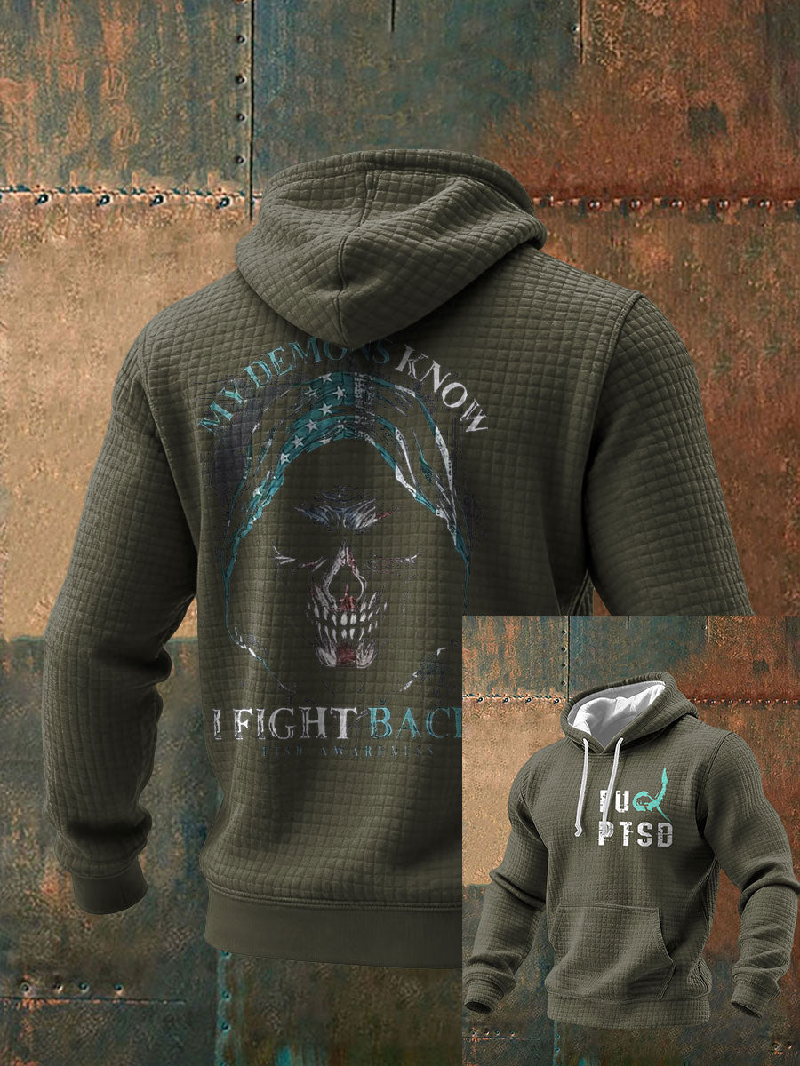 Men's Funny PTSD Awareness Veteran Printed Hoodie
