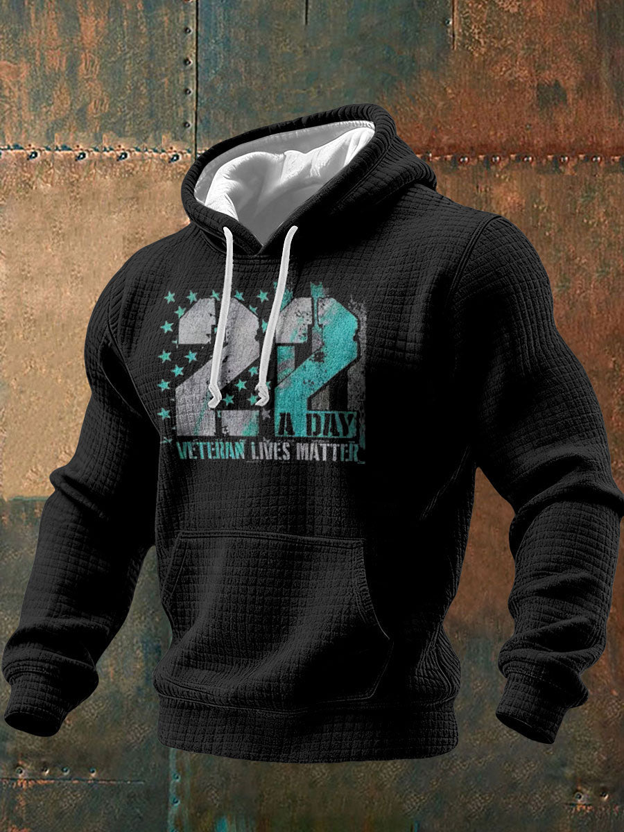 Men's Funny PTSD Awareness Veteran Printed Hoodie