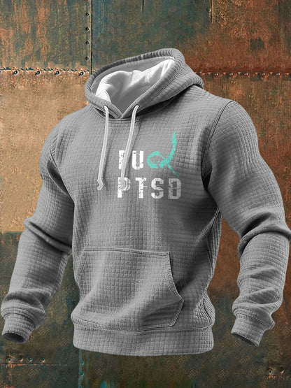 Men's Funny PTSD Awareness Veteran Printed Hoodie