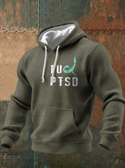 Men's Funny PTSD Awareness Veteran Printed Hoodie