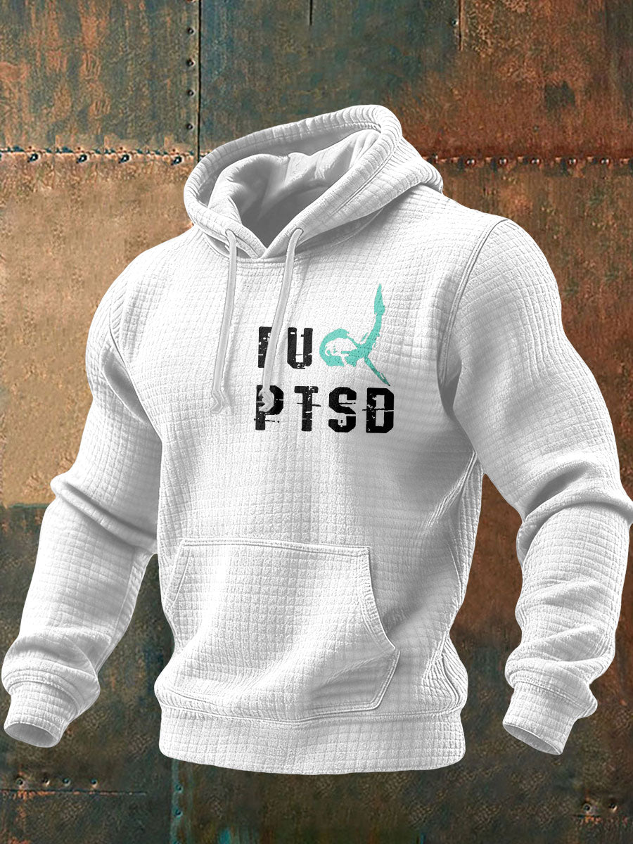 Men's Funny PTSD Awareness Veteran Printed Hoodie
