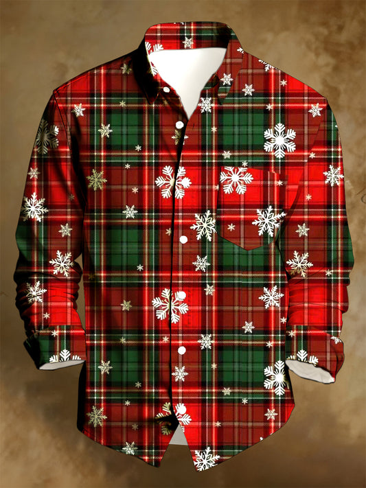 Men's Christmas Art Print Long-Sleeve Shirt