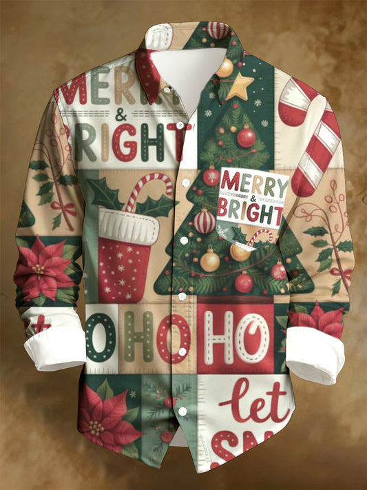 Men's Christmas Art Print Long-Sleeve Shirt