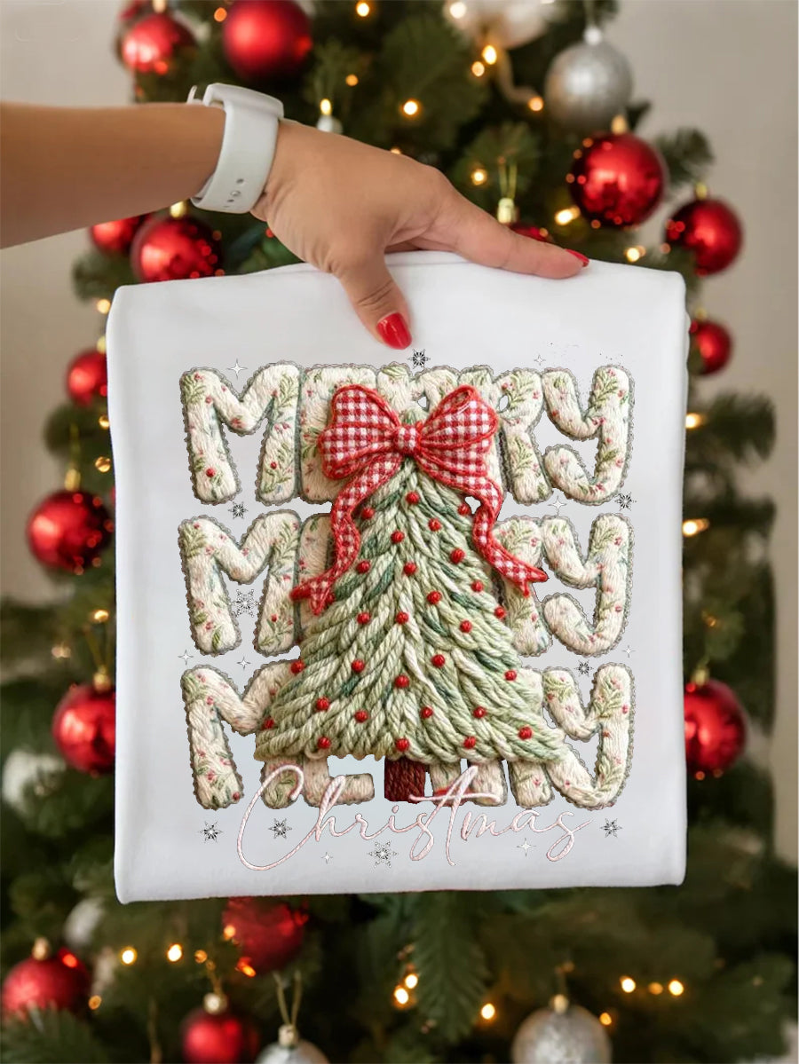 Women's Faux Yarn Merry Christmas Print Casual Sweatshirt