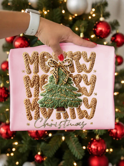 Women's Faux Yarn Merry Christmas Print Casual Sweatshirt