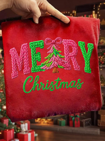 Women's Faux Yarn Merry Christmas Print Casual Sweatshirt