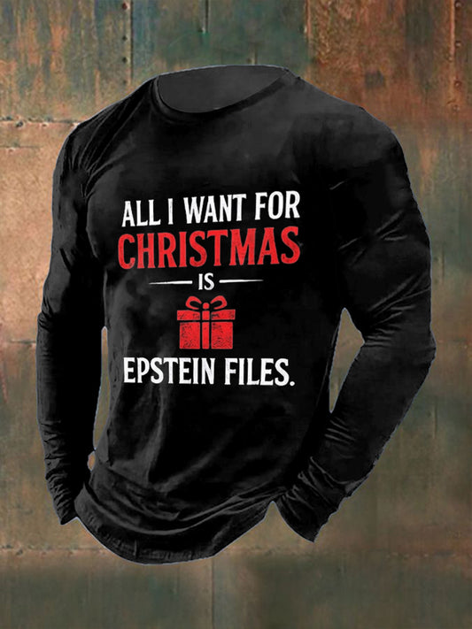 Men's Release Epstein Files Printed Long Sleeved Round Neck T-shirt