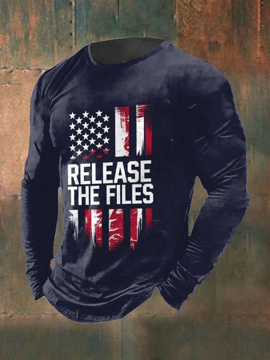 Men's Release Epstein Files Printed Long Sleeved Round Neck T-shirt