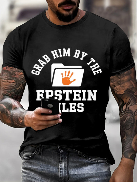 Men's Release Epstein Files Printed Vintage Fashion Loose Short Sleeve T-Shirt