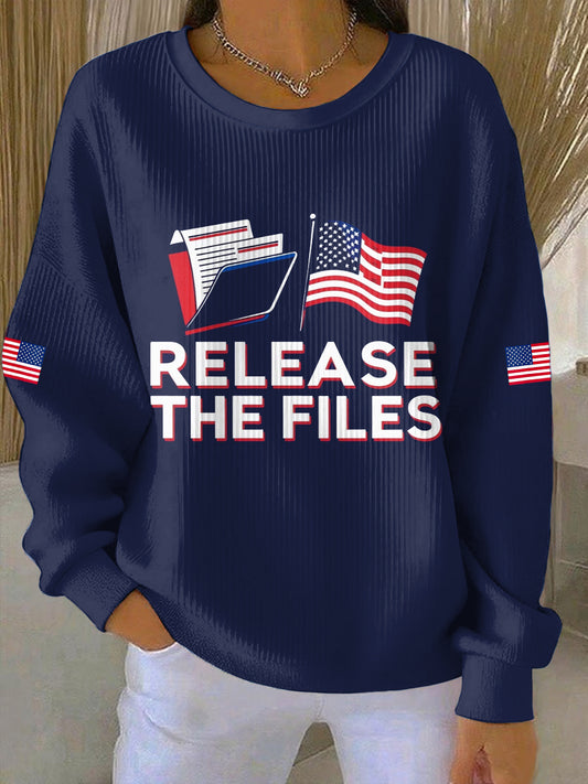 Women's Release Epstein Files Printed Round Neck Long Sleeved Sweatshir