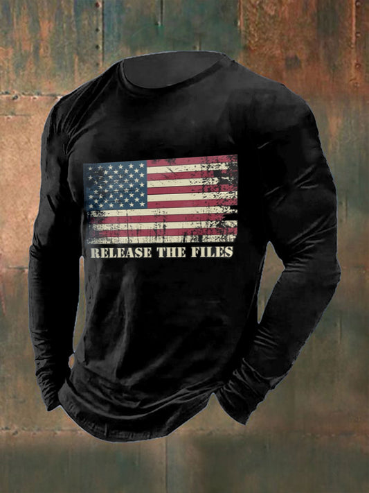 Men's Release Epstein Files Printed Long Sleeved Round Neck T-shirt