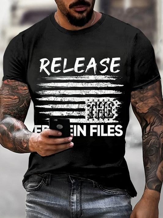 Men's Release Epstein Files Printed Vintage Fashion Loose Short Sleeve T-Shirt