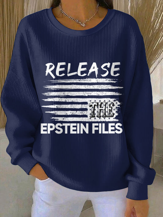 Women's Release Epstein Files Printed Round Neck Long Sleeved Sweatshir