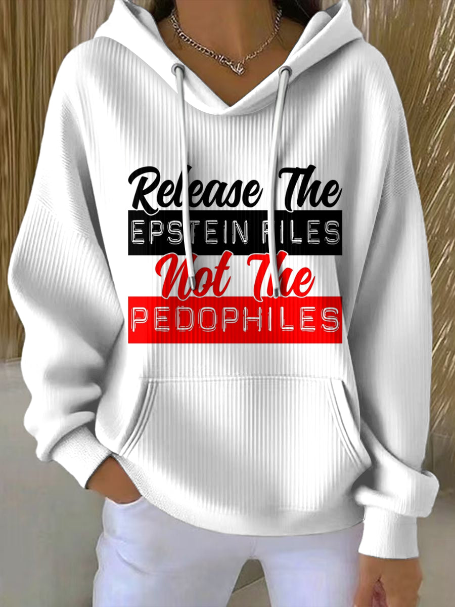 Women's Release Epstein Files Printed Round Neck Long Sleeved Hoodie