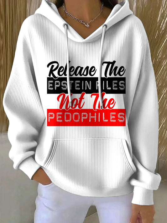 Women's Release Epstein Files Printed Round Neck Long Sleeved Hoodie