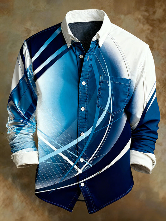 Men's Retro Abstract Art Print Comfortable Business Style Shirt