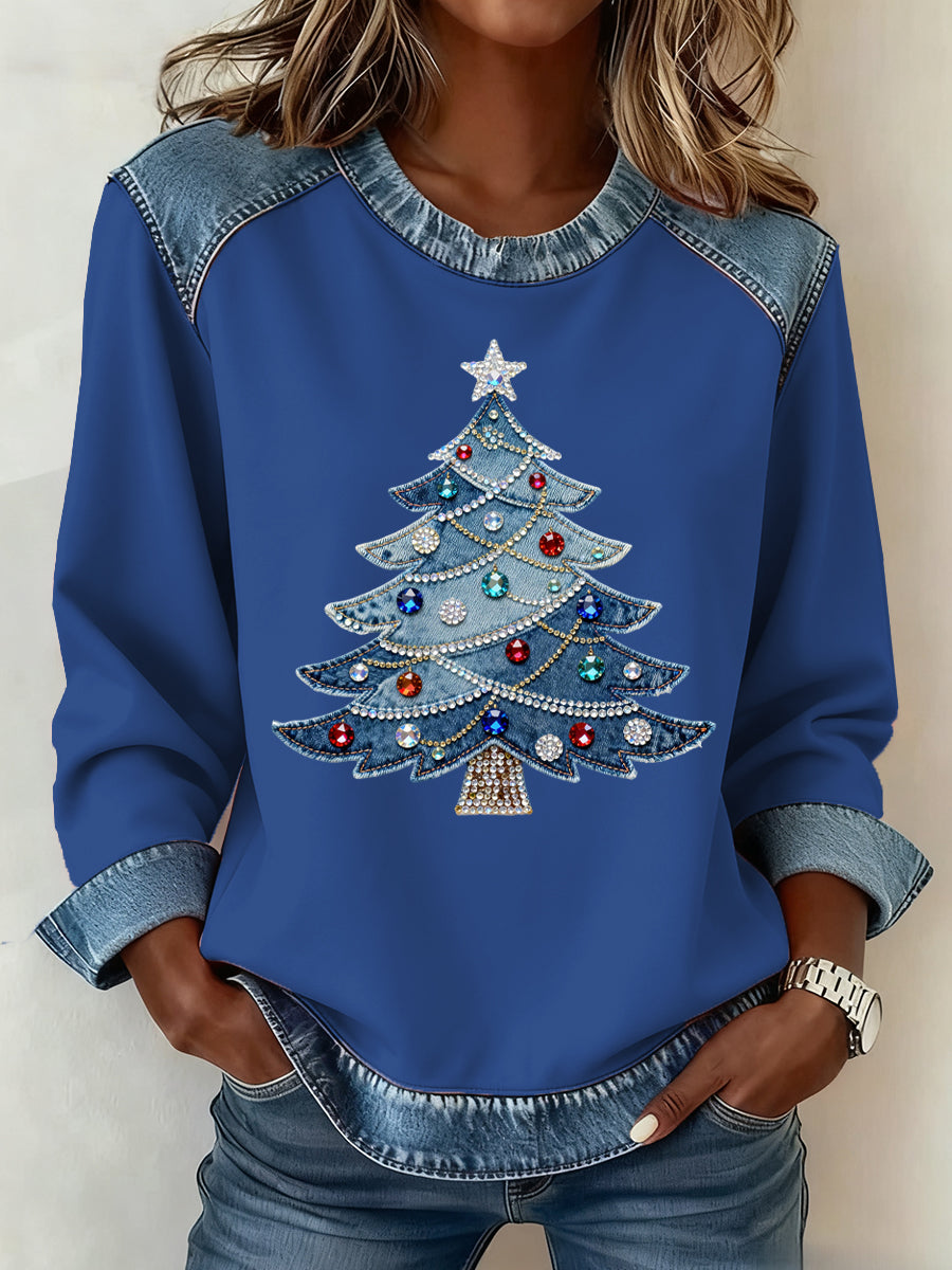 Women's Christmas Pattern Patchwork Art Sweatshirt