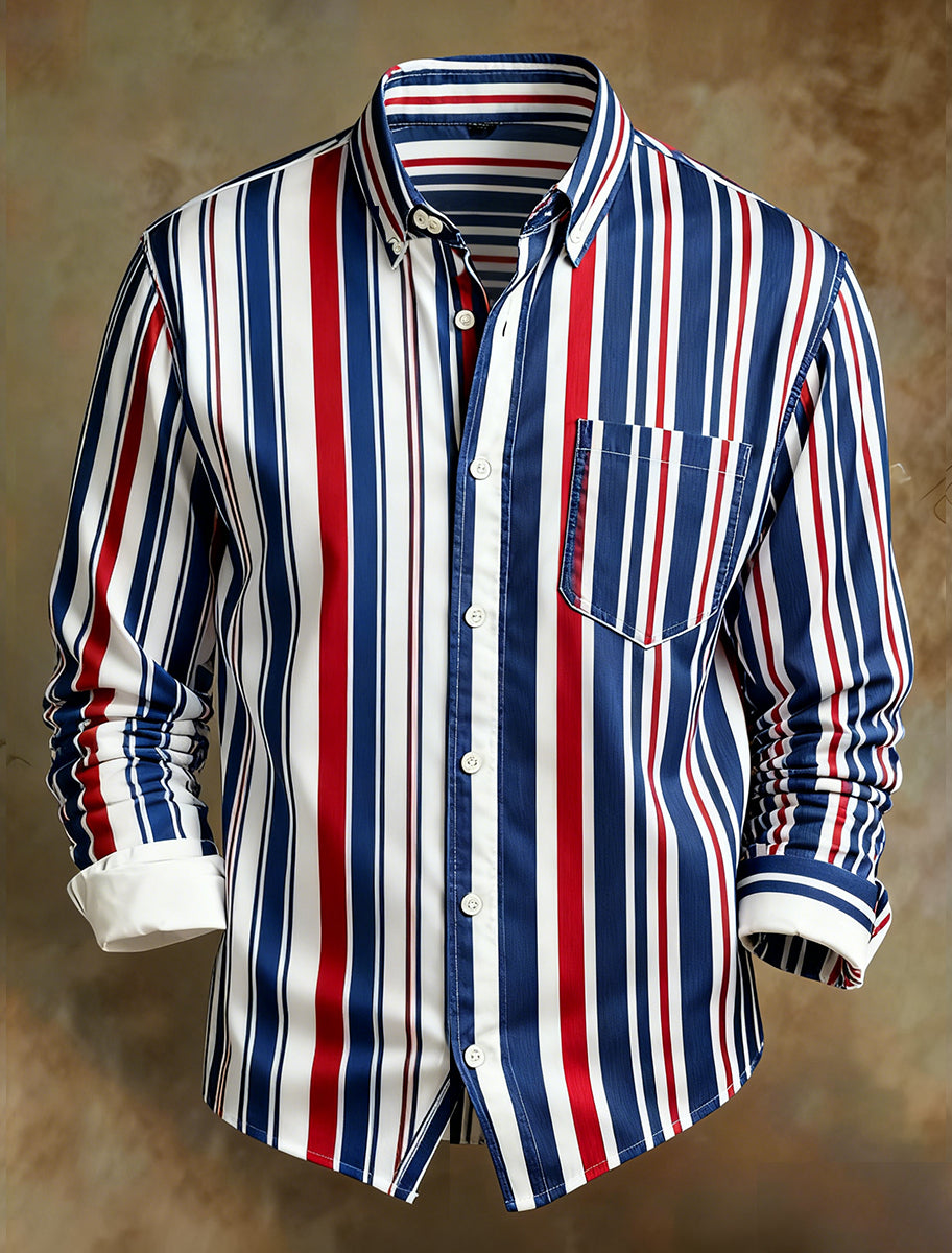 Men's Retro Abstract Art Print Comfortable Business Style Shirt