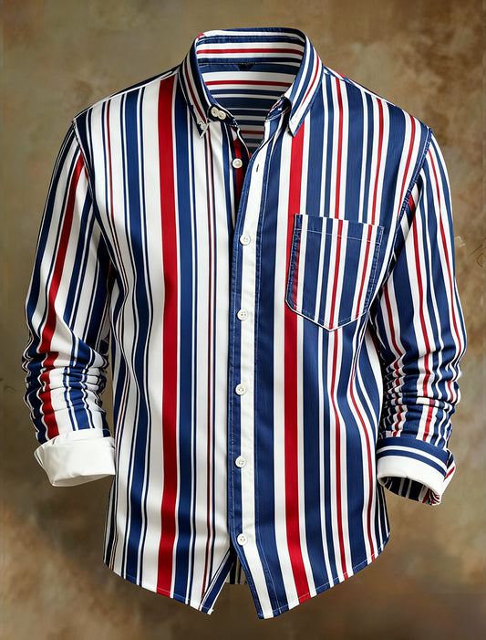 Men's Retro Abstract Art Print Comfortable Business Style Shirt