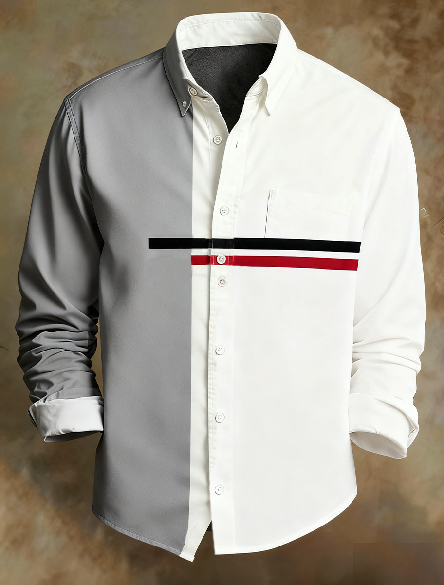 Men's Retro Abstract Art Print Comfortable Business Style Shirt