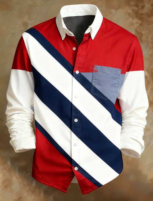 Men's Retro Abstract Art Print Comfortable Business Style Shirt