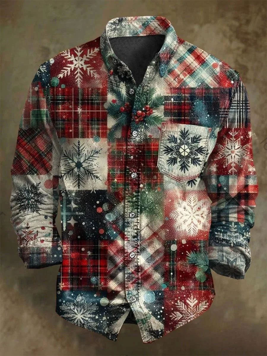 Men's Christmas Business Art Printed Shirt