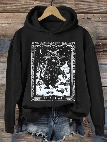 Women's Yule Cat Christmas Art Print polyester sweatshirt